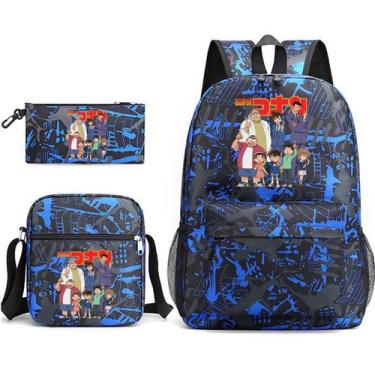 Imagem de Conjunto de mochilas Detective Conan Edogawa Cartoon Kids School - Yiw