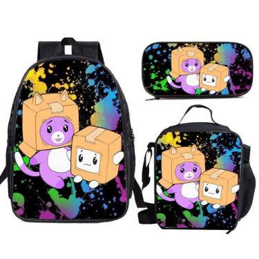 Imagem de Conjunto de mochilas Lankys Boxs Mochila escolar de anime com lancheir