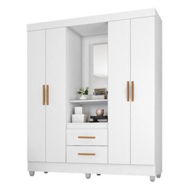 Imagem de Guarda Roupa Casal Capela Branco Brilho - Móveis Leão