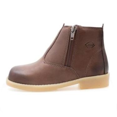 Imagem de Botina Infantil Em Couro Legitimo Com Ziper Casual Conforto Unissex Camel-Unissex
