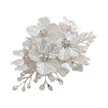 Imagem de Pentes De Cabelo De Pérolas E Strass Para Casamento Feminino, Acessóri