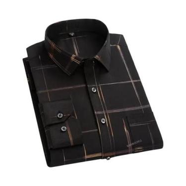 Imagem de Camisa Masculina Slim Fit Estampada De Manga Longa, Não Amassa, Moda O