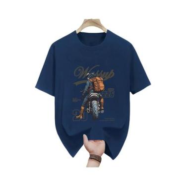 Imagem de Camiseta Masculina De Verão Oversized Em Algodão Casual Clássica Com E