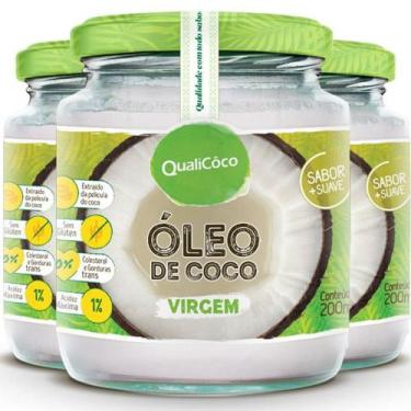 Imagem de Kit 3 Óleo de Coco Virgem 200ml Qualicôco