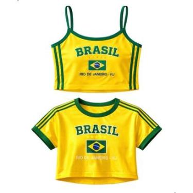 Imagem de Kit Veronz Cropped + Regata Brasil Rio De Janeiro-Feminino