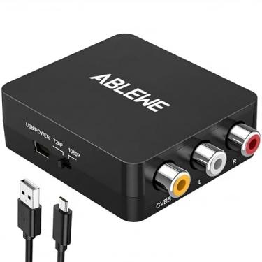 Imagem de ABLEWE Conversor RCA para HDMI, AV para HDMI, Mini RCA 1080P composto CVBS adaptador conversor de áudio e vídeo compatível com PAL/NTSC para TV/PC/PS3/STB/Xbox VHS/VCR/Blue-Ray DVD Players