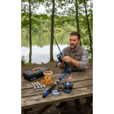 Imagem de Kit Pesca Completo: Vara Telescópica + Molinete + Acessórios - Congrat