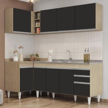 Imagem de Armário de Cozinha Modulado de Canto Direito 4 Peças Cp42 com Pia Inox