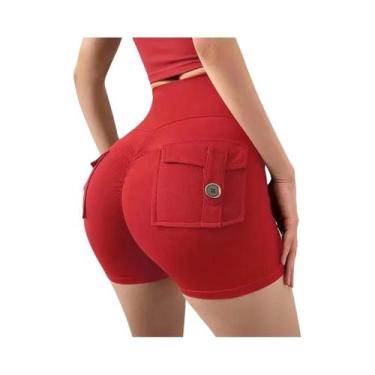 Imagem de Shorts De Yoga De Cintura Alta Para Mulheres Com Bolso, Leggings De Gi