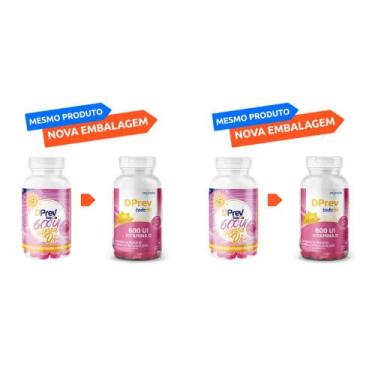 Imagem de Kit Vitamina D Colecalciferol DPrev Todo Dia 600UI Sabor Framboesa com