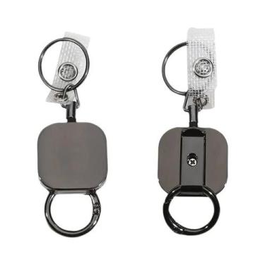 Imagem de Porta-Crachá Retrátil Reforçado De Metal Com Mosquetão E Clipe De Cint