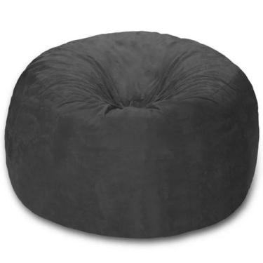 Imagem de Puff Redondo Suede Cinza Premium 80x20cm com Enchimento e Zíper Robust