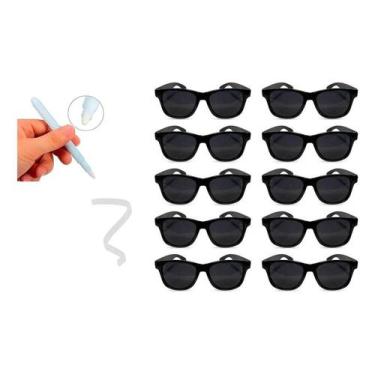 Imagem de Kit 10 Óculos Pretos Festas Despedidas + Caneta Giz Branca P - Congrat