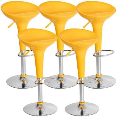 Imagem de Kit 05 Un Banquetas Giratória Alta Tulipa Lotus Assento Abs prime.offi