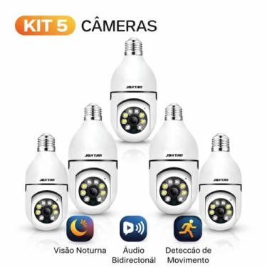 Imagem de KIT 5 Câmera Lâmpada WiFi Full HD 1080p Segurança Inteligente com Cont