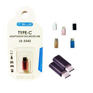 Imagem de Adaptador plug Micro USB V8 fêmea p/ Tipo C Macho para Tablet ou Celul