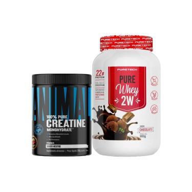 Imagem de Kit Whey Protein Isolado 900g Puretech + Creatina 100% Monohidratada 200g Universal-Uni...
