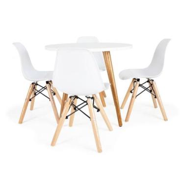 Imagem de Mesa Infantil 60cm Branca + 4 Cadeiras Eiffel - G&G Decor
