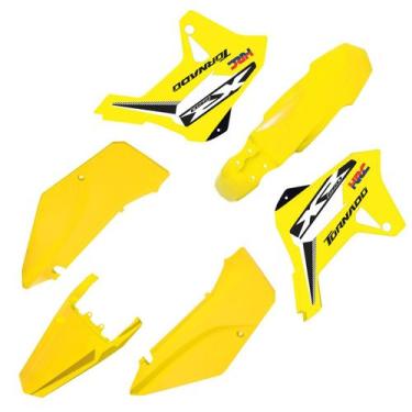 Imagem de Kit Plástico Carenagem Biker R1de C/ Adesivos Xr 250 Tornado, Amarelo