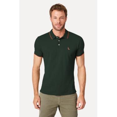 Imagem de Camisa Polo Reserva Slim Enxuto Friso Único Verde Escuro - Cor Verde e