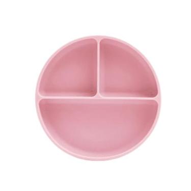 Imagem de Prato Infantil Silicone com Divisórias e Ventosa Rosa - Petit Piá - Pe