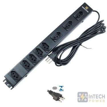 Imagem de Filtro de linha padrao rack 19 pol. 8 tomadas até 10a - 127v - cabo 5,
