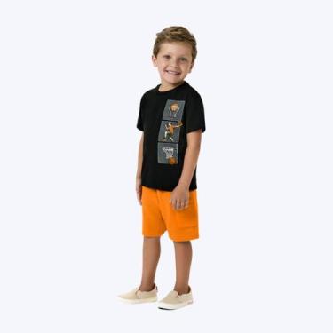 Imagem de Conjunto Blusa Manga Curta Basquete E Bermuda Infantil Menino Kyly 100