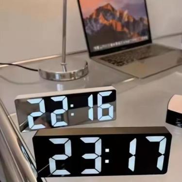 Imagem de Relógio Despertador Cabeceira Digital De Mesa Decorativo Alarme Inteli