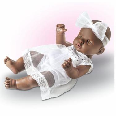 Imagem de Boneca Bebê Rose Ring Reborn Milk Brinquedos, Negra Batizado