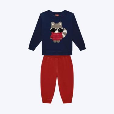 Imagem de Conjunto Moletom Peluciado Raposa Infantil Menino Kyly 1000814, Mescla