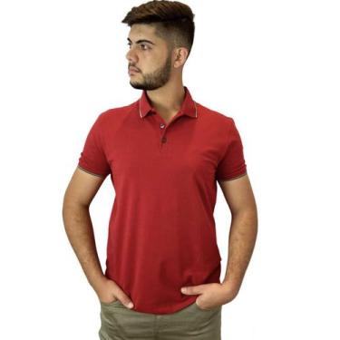 Imagem de Camisa Ellus Masculina Polo Com Frisos Original Alta qualidade, Vinho,