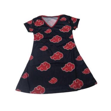 Imagem de Fantasia Akatsuki Vestido Nuvens Naruto Infantil pra Meninas Carnaval 