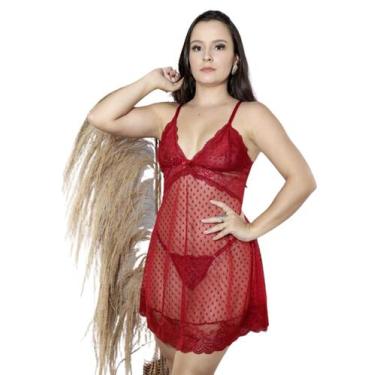 Imagem de Camisola de tule transparente - ANA JULIA  MODA INTIMA, Rubi, Transpar