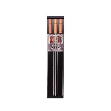 Imagem de Espetos Duplo Simples Suporte Parede Preto Kit Churrasco 4pc - GRILAZE
