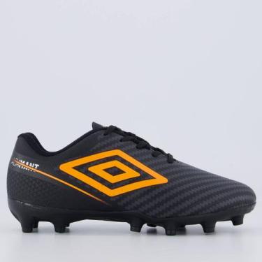 Imagem de Chuteira Umbro Adamant Top Speed Campo Juvenil Preta e Laranja, 33