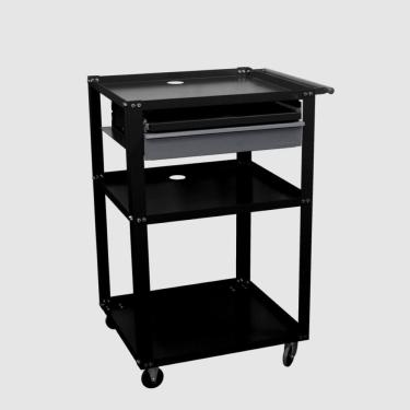 Imagem de Rack Aberto para Computador Dark Presto com Gaveta e Suporte para Teclado em Chapa de Aço