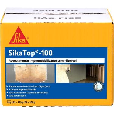 Imagem de Impermeabilizante para Concreto Argamassa e Alvenaria Sika Top 100 18kg Cinza Alta Aderência Sika Brasil