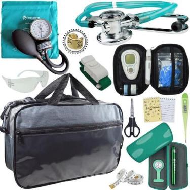 Imagem de Kit Bolsa Aparelho de Pressão Esfigmomanômetro Esteto Medidor Incoterm
