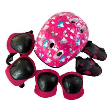 Imagem de Kit Proteção Infantil Capacete + Acessórios - Rad7, Rosa