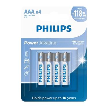 Imagem de Pilha Alcalina Philips AAA LR03P4B 1.5V com 4 Unidades