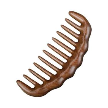 Imagem de Pente De Madeira De Sândalo Desembaraçador Com Dentes Largos Antiestát
