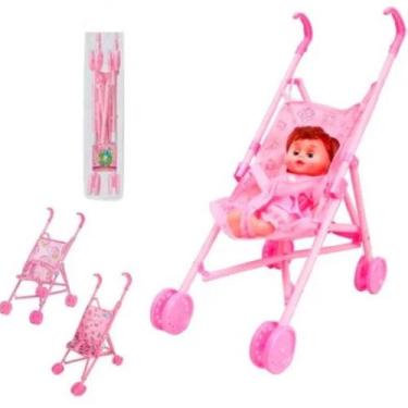 Imagem de Carrinho de boneca desmontável rosa com roda livre - Well kids