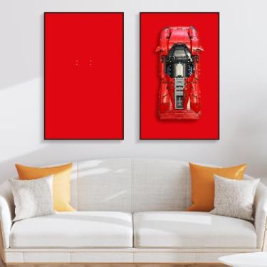 Imagem de Joodyyoo Quadro de parede para Lego Ferrari Daytona SP3 42143, arte de parede para suporte de parede de carro Lego, ideia de presente, decoração de casa (carro não incluído, sem luzes)