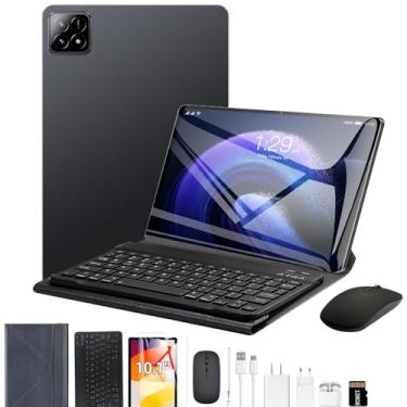 Imagem de Tablet 3 em 1 com estojo/teclado/mouse/cartão de memória, 10,1 polegadas, Android 14, 16GB de RAM + 512GB de ROM, câmera de 8MP + 16MP, GPS, bateria de 8800mAh,Wi-Fi Edition (preto)