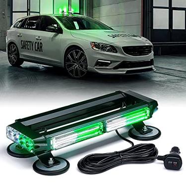 Imagem de Xprite Barra de luz intermitente branca verde COB LED estroboscópica, farol de advertência de perigo dupla lateral, suporte magnético para veículos de emergência, construção, carros, caminhões, segurança de trânsito