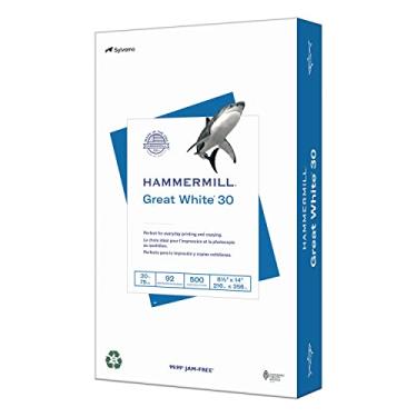Imagem de Hammermill Papel para impressora, papel reciclado 30% branco grande, 21 x 35 cm - 1 resma (500 folhas) - 92 brilhante, feito nos EUA, 086704