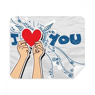 Imagem de Holding Heart Sign I Love You Valentine Pano de limpeza Limpador de tela 2 peças Tecido de camurça