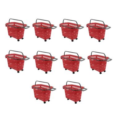 Imagem de Cesto de Compras D300 Dellaplast 30l Com Rodas Vermelho Kt10