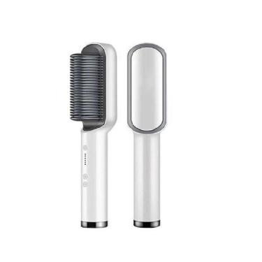 Imagem de Escova De Cabelo Alisadora Elétrica Pente Alisador Branca