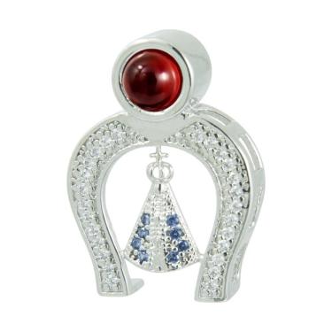 Imagem de Pingente Prata Neo Crystal NSra. Aparecida com Ferradura e Zircônia 22x16mm